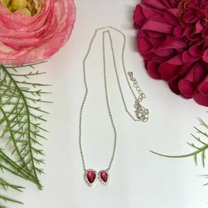 NEW⚜️ Ruby Teardrop Crystal Charm Necklace